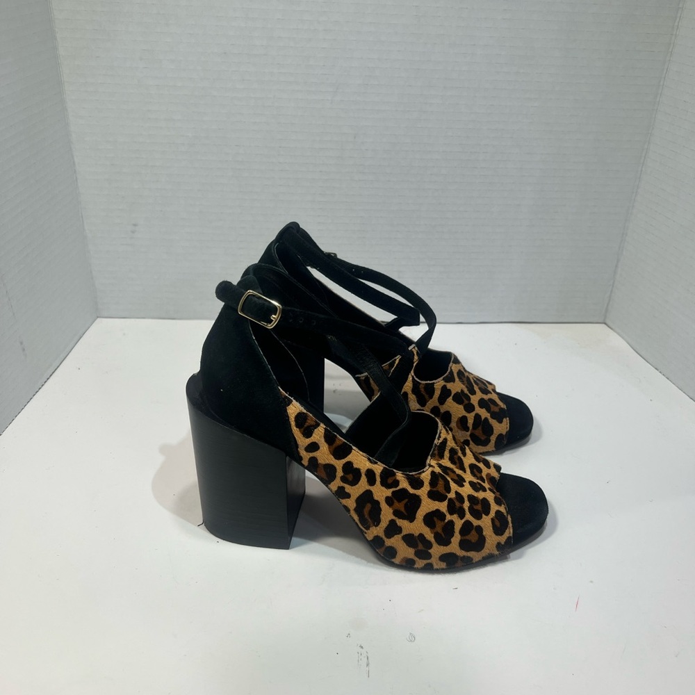 LuLaRoe Leopard Print Block Heel Sandals - Black & Brown